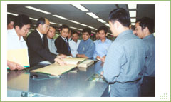 Visitors on a guided tour to our office