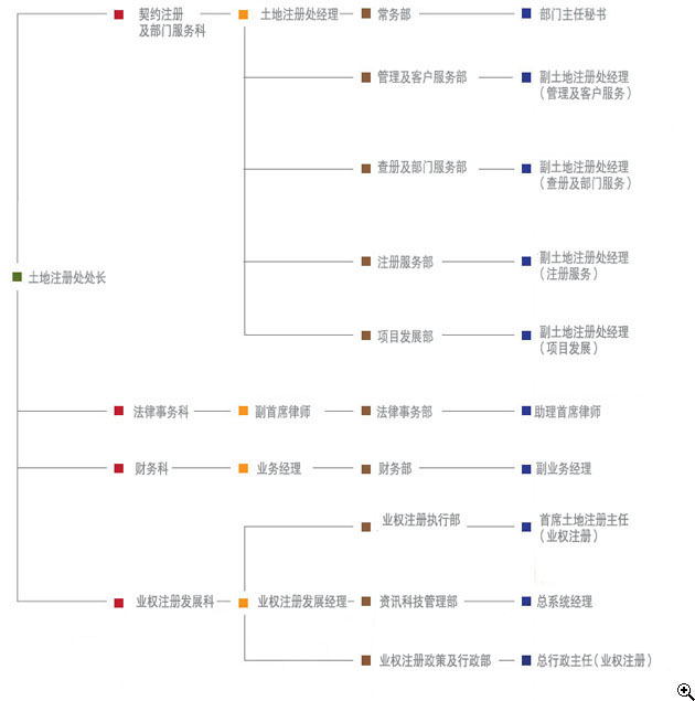 土地注册处组织架构图（截至2010年3月31日）